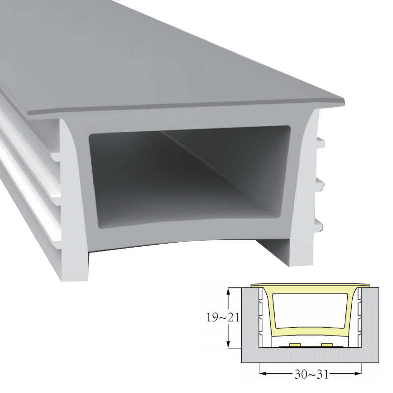 Large Illumination Silicone LED Light Strip Diffuser With Flange For 15mm LED Strip Lights - 30*20mm 120° Top Emitting